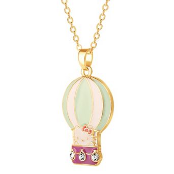 Sanrio Hello Kitty Hot Air Balloon 3D Enamel & Crystal Pendant Necklace, 16+2''