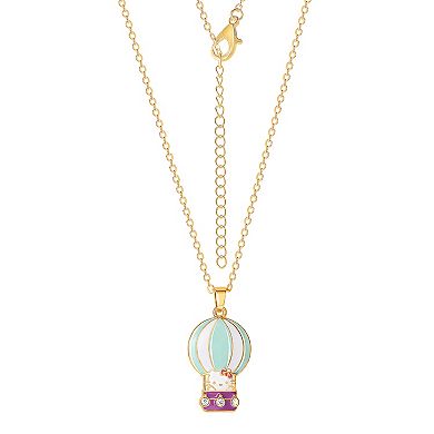 Sanrio Hello Kitty Hot Air Balloon 3D Enamel & Crystal Pendant Necklace, 16+2''