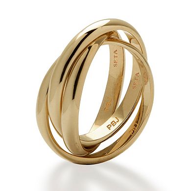 PalmBeach Jewelry Yellow Gold-Plated Rolling Triple Band Crossover Ring