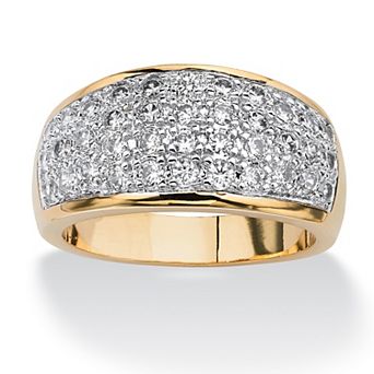 PalmBeach Jewelry 1.25 TCW Pave Cubic Zirconia Ring Gold-Plated