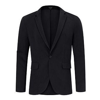 Men's Christmas Party Blazer Printed Jacket Long Sleeve Casual Suit Coat with Shawl Collar