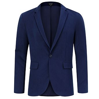 Men's Christmas Party Blazer Printed Jacket Long Sleeve Casual Suit Coat with Shawl Collar