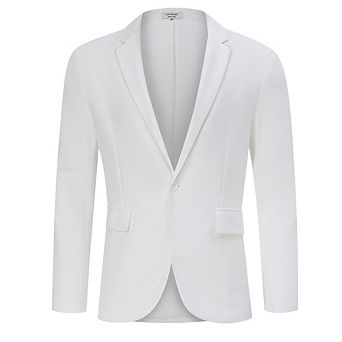 Men's Christmas Party Blazer Printed Jacket Long Sleeve Casual Suit Coat with Shawl Collar