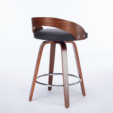 IDEALHOUSE Counter Height Swivel Bar Stools Set of 2 with Wood Legs