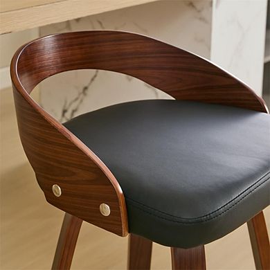 IDEALHOUSE Counter Height Swivel Bar Stools Set of 2 with Wood Legs