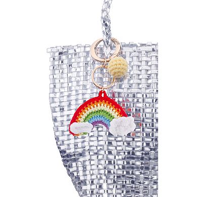 N by Nina Crochet Rainbow With Pom-Pom Bag Charm