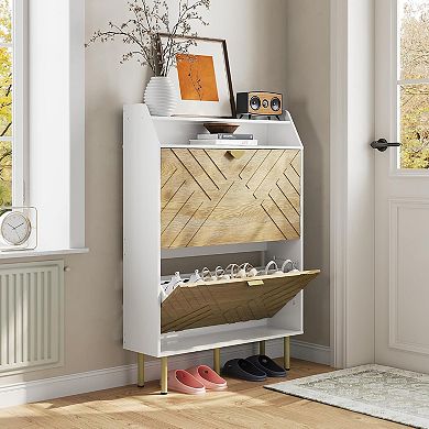 IDEALHOUSE 2-Door Shoe Storage Cabinet Slim Organizer 46Inch