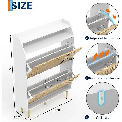 IDEALHOUSE 2-Door Shoe Storage Cabinet Slim Organizer 46Inch