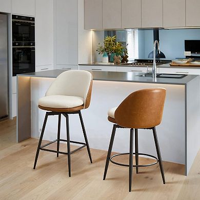 IDEALHOUSE 26 Inch Swivel Bar Stools Set of 2 with Double-Layer Upholstery