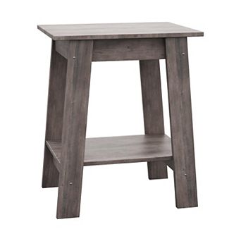 IDEALHOUSE End Table with 2 tier Storage Shelves Grey 16x12x19 Inch
