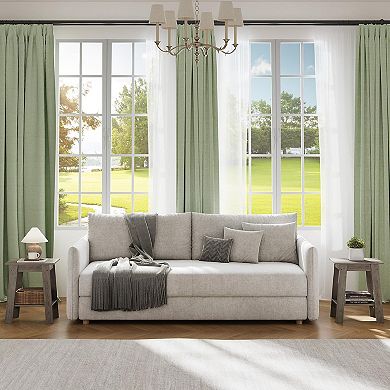 IDEALHOUSE End Table with 2-Tier Storage Shelves Grey 16x12x19 Inch