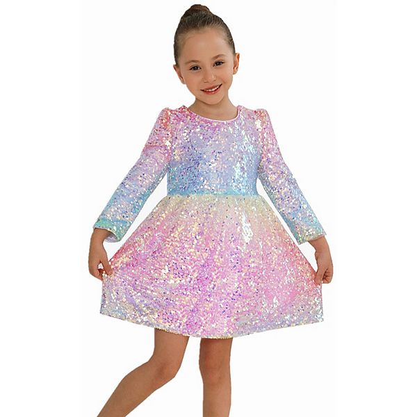 green emerald velvet dress Kids Girls Sequin Rainbow Prom/Birthday Princess Dresses – Children's  Territory a Unit of VIC&SI LLC main image 1