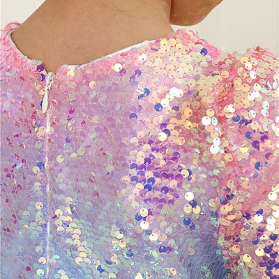 2Bunnies Girls' 3T-10yr Ombre Sequin Long Sleeve Dress Ombre 4T