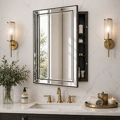 Head West Metro Beaded Luxe Cabinet with 3 Adjustable Shelves