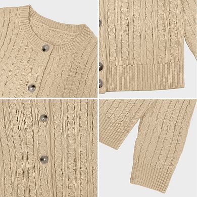 Girls Cable Knit Sweater Cardigans Kids School Uniform Long Sleeve Button Down Fall Jackets