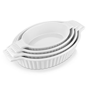 4 pc Porcelain Bakeware Set, Cake Pan, Casserole Dish, Oven Dish