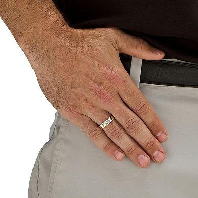 PalmBeach Jewelry Men's 1/10 TCW Round Cubic Zirconia 18k Gold Plated Silver Wedding Band Ring