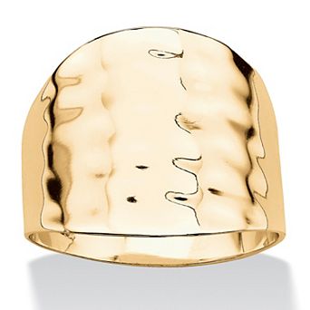 PalmBeach Jewelry 14k Yellow Gold-Plated Hammered Style Cigar Band Ring