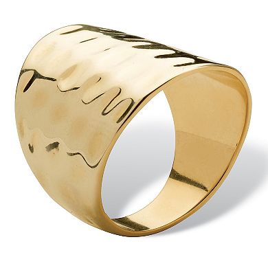 PalmBeach Jewelry 14k Yellow Gold-Plated Hammered Style Cigar Band Ring