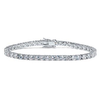 10 TCW Round Cubic Zirconia Silvertone Tennis Bracelet 7-inch
