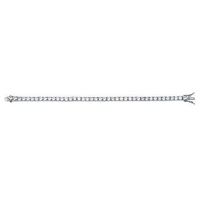 10 TCW Round Cubic Zirconia Silvertone Tennis Bracelet 7-inch
