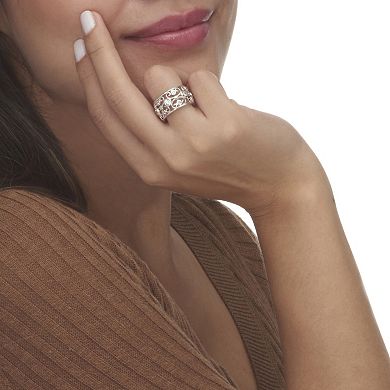 PalmBeach Jewelry 1 TCW Round Cubic Zirconia .925 Sterling Silver Scroll Eternity Ring