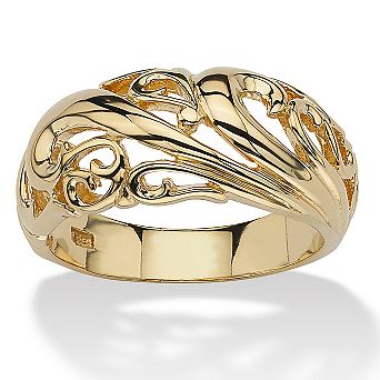 PalmBeach Jewelry Gold-Plated Sterling Silver Swirl Dome Ring