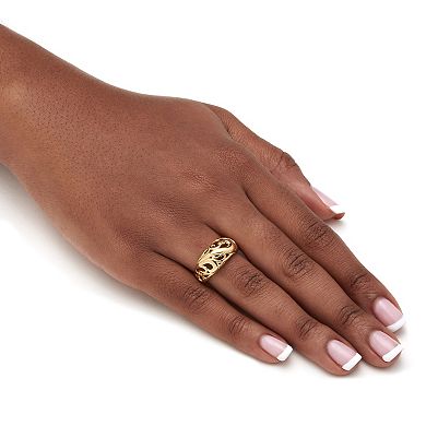 PalmBeach Jewelry Gold-Plated Sterling Silver Swirl Dome Ring