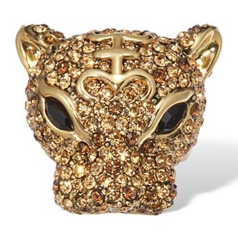 PalmBeach Jewelry 3.99 TCW Marquise Cut Gold CZ 18k Yellow Gold-Plated Leopard Ring