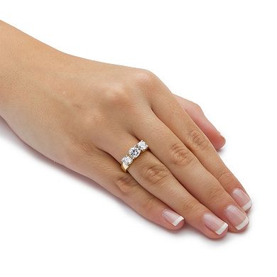PalmBeach Jewelry 2.28 TCW Round Cubic Zirconia Three-Stone Anniversary Ring Gold-Plated