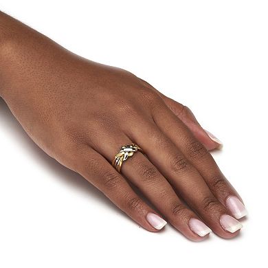 PalmBeach Jewelry 14k Yellow Gold-plated and Platinum-plated Endless Knot Puzzle Ring