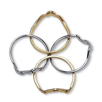 PalmBeach Jewelry 14k Yellow Gold-plated and Platinum-plated Endless Knot Puzzle Ring
