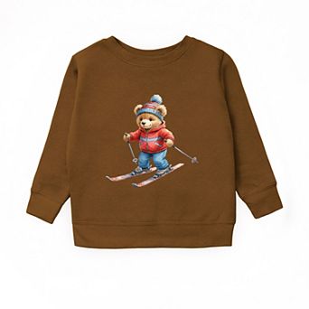 Skiing Bear Watercolor - Youth Graphic Sweatshirt