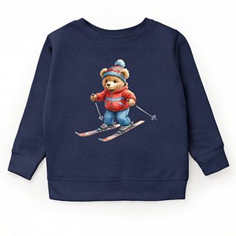 Skiing Bear Watercolor - Youth Graphic Sweatshirt