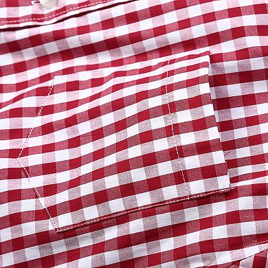 Men's Vintage Check Shirt with Contrast Trim, Roll-Up Sleeve Button Down for Pub & Festival Outfits