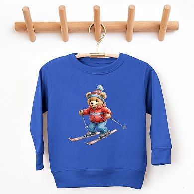 Skiing Bear Watercolor - Toddler Graphic Sweatshirt