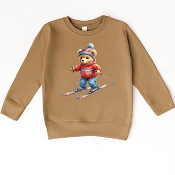 Skiing Bear Watercolor - Toddler Graphic Sweatshirt