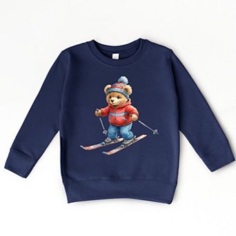 Skiing Bear Watercolor - Toddler Graphic Sweatshirt