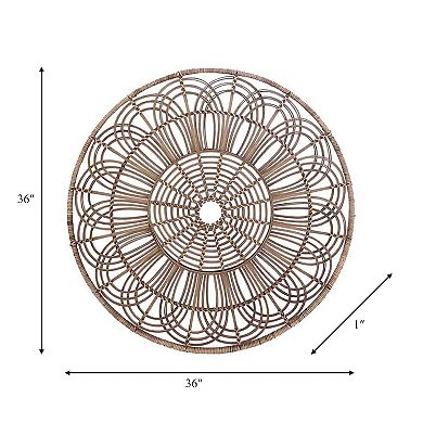 Sagebrook Home Wicker, 36", Round Wall Accent, Brown