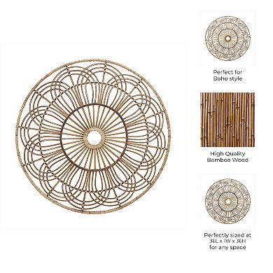 Sagebrook Home Wicker, 36", Round Wall Accent, Brown