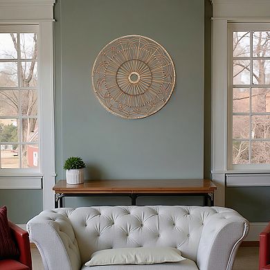 Sagebrook Home Wicker, 36", Round Wall Accent, Brown