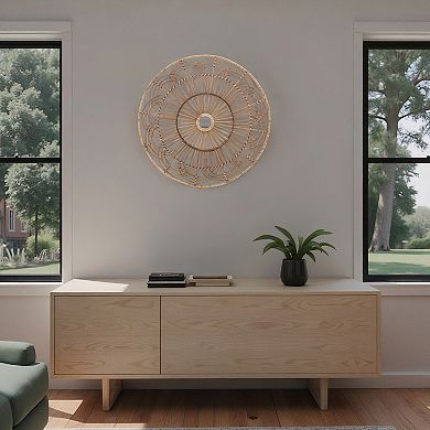 Sagebrook Home Wicker, 36", Round Wall Accent, Brown