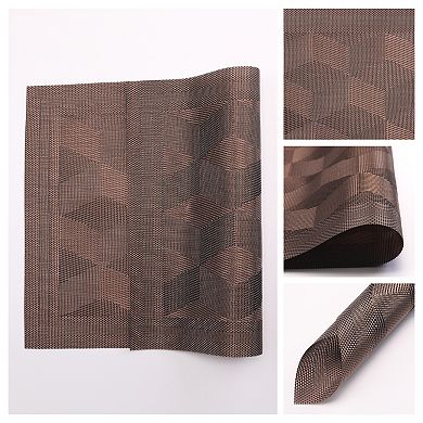 Placemats Set of 6 Placemats for Dining Kitchen Table Decor with Quadrangular Pattern 17.7*11.8 inch