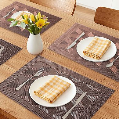 Placemats Set of 6 Placemats for Dining Kitchen Table Decor with Quadrangular Pattern 17.7*11.8 inch