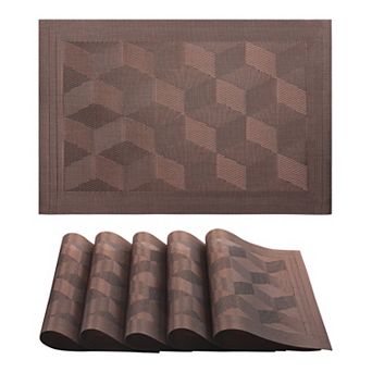 Placemats Set of 6 Placemats for Dining Kitchen Table Decor with Quadrangular Pattern 17.7*11.8 inch