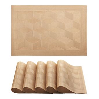 Placemats Set of 6 Placemats for Dining Kitchen Table Decor with Quadrangular Pattern 17.7*11.8 inch