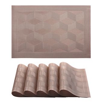 Placemats Set of 6 Placemats for Dining Kitchen Table Decor with Quadrangular Pattern 17.7*11.8 inch