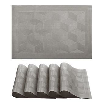 Placemats Set of 6 Placemats for Dining Kitchen Table Decor with Quadrangular Pattern 17.7*11.8 inch
