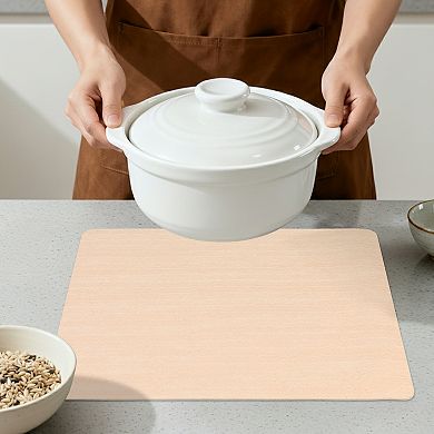 6 Sets Leather Placemats for Kitchen Dining Table Decor Imitation Weaving Table Mat 17.7*11.8 inch