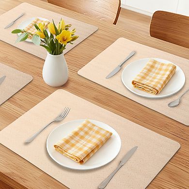 6 Sets Leather Placemats for Kitchen Dining Table Decor Imitation Weaving Table Mat 17.7*11.8 inch